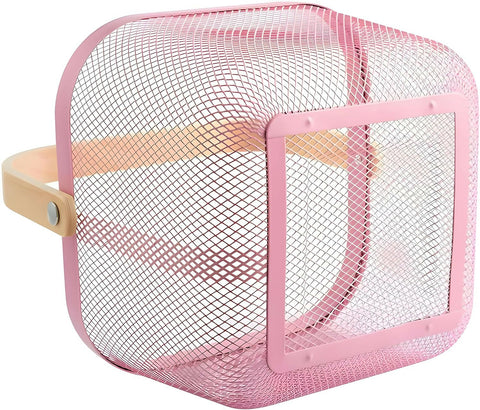 Mesh-Steel-Basket-with-Wooden-Handle-Square-Pink-Apricot-8681