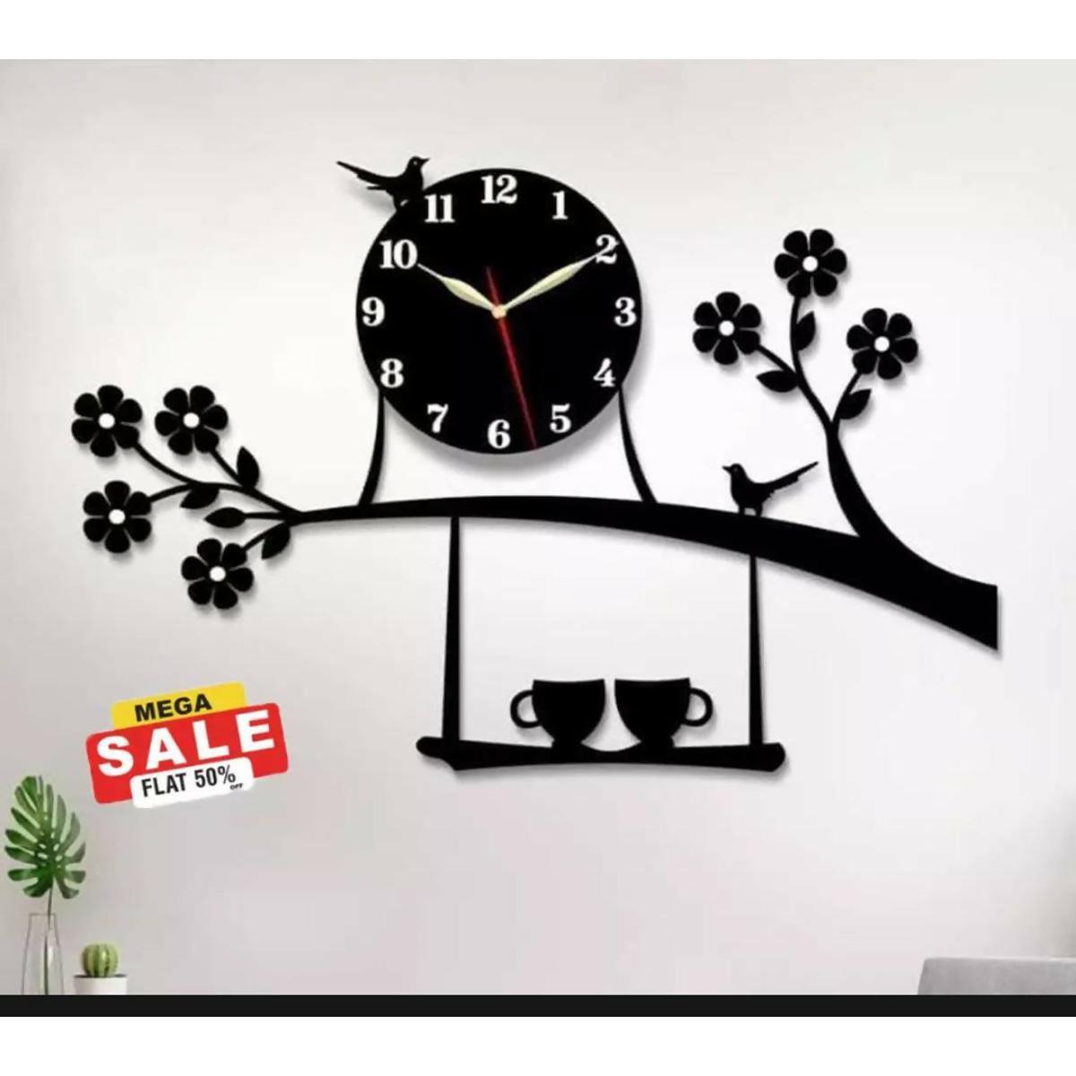 Birds On Tree 3d Wooden Diy Wall Clock - ValueBox