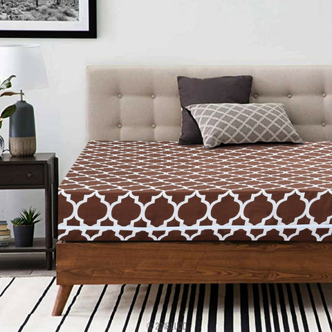 Zipper-Mattress-Cover-Printed-Brown-Geometric-Apricot-2806