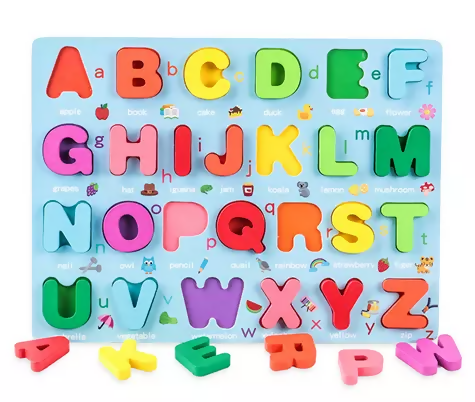 3D Wooden ABC, 123 & Shapes Learning Educational Puzzle Board for Kids