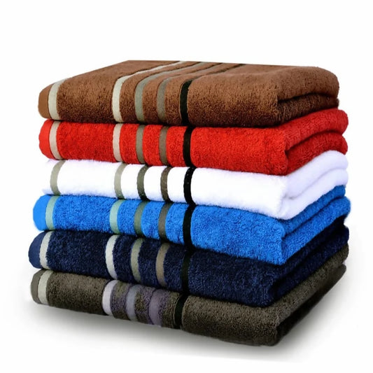 6-PCs-Jacquard-Stripe-100-Cotton-Bath-Towels-Apricot-6257