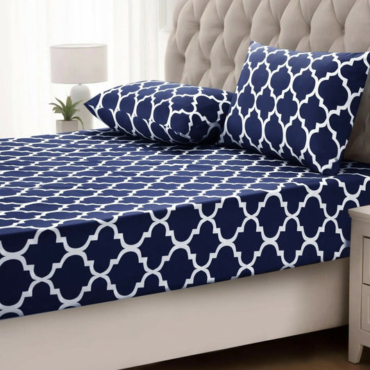 Fitted-Bed-Sheet-Blue-Geometric-Apricot-6401