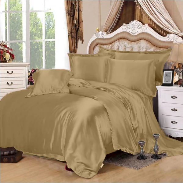 Beige Bliss 4 PCS Silk Duvet Cover Set SDC3