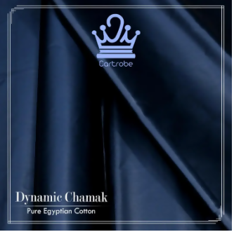 Navy Blue / Dark Blue Dynamic Shine / Chamak / Pure Egyptian Cotton Satin / Cotton Sotton Men Suit / Shalwar Kameez / Kamiz Shalwar / Kurta Pajama Unstitched Fabric - ValueBox