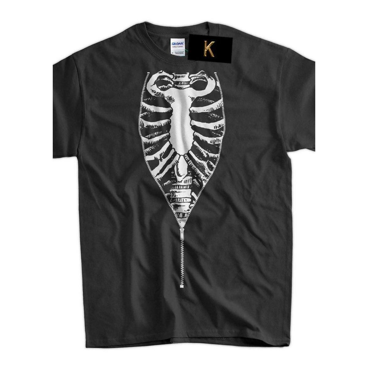 Rib cage Zipper Rib Cage Skeleton Halloween Funny Geek Tshirt T-Shirt Tee Shirt Men - ValueBox