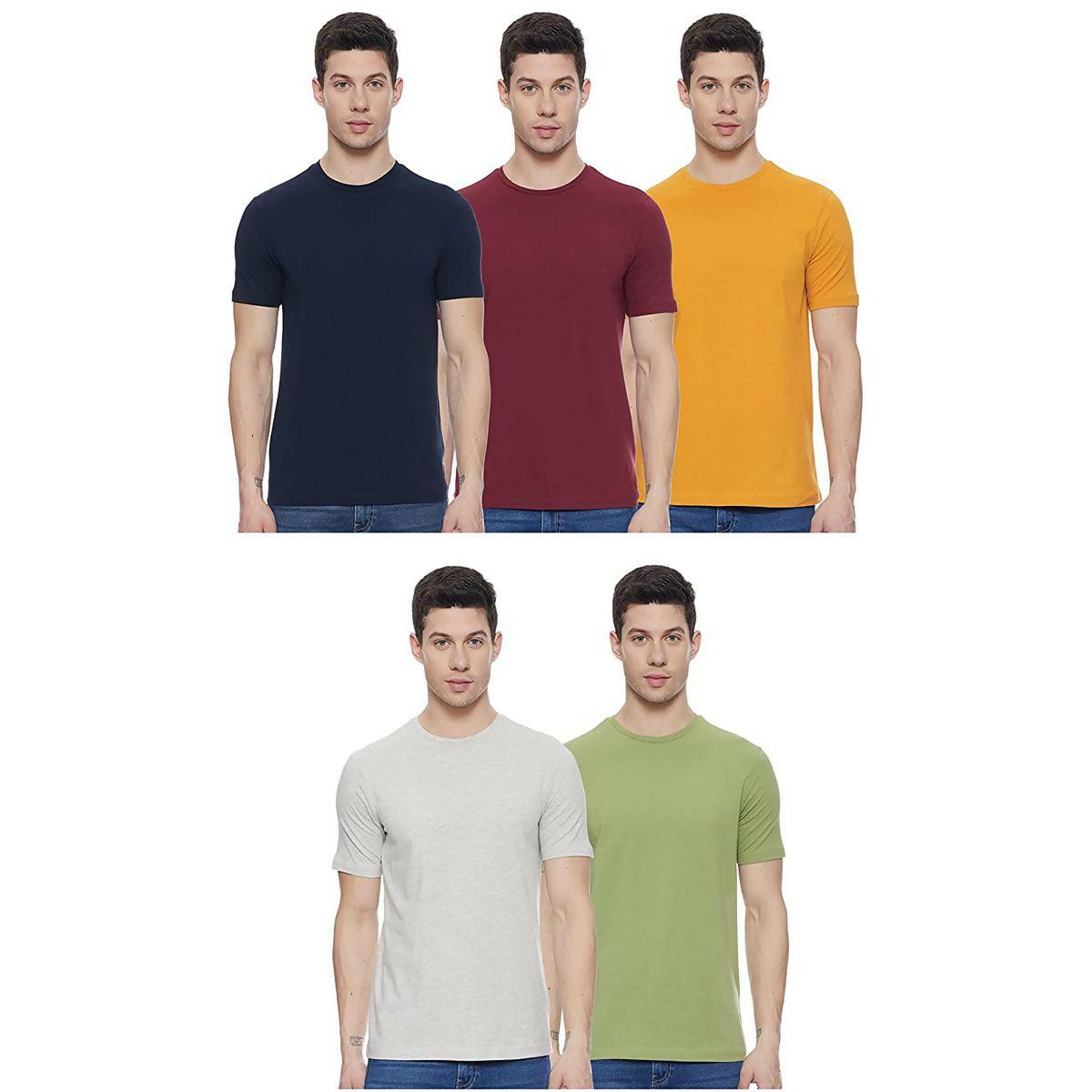 Khanani's T Shirt for men Pack of 5 multicolor Half sleeves summer tshirts for men - ValueBox