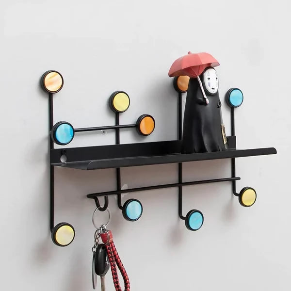 Nordic Style Wall Shelf With Hooks Rectangle