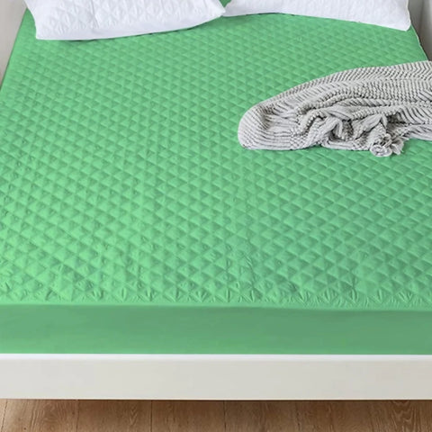 Quilted-Waterproof-Mattress-Protector-Powder-Green-Apricot-8049