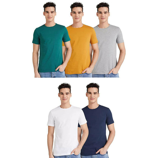 Khanani's T Shirt for men Pack of 5 multicolor Solid summer tshirts for men - ValueBox