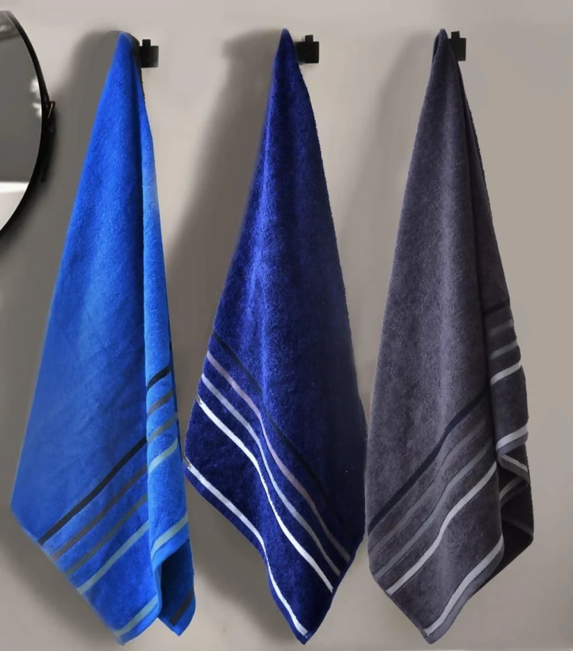 3-PCs-Jacquard-Stripe-Bath-Towels-Navy-Blue-Grey-Royal-Blue-Apricot-4158