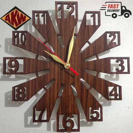 AKW 3d Wooden Wall Clock for Home and Offices, 3D 8 Design