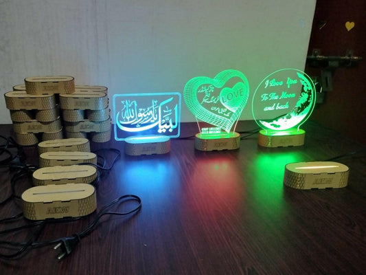 AKW LED Lamp Display Base Wooden LED Multi colors Lamp