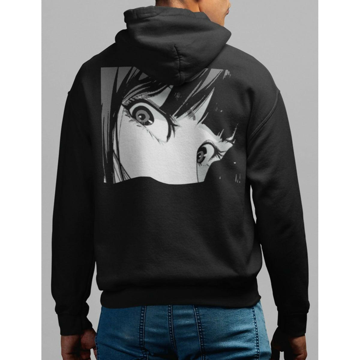 Khanani's Anime back printed black hooded hoodies for men women - ValueBox