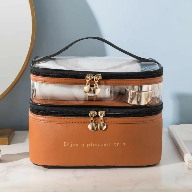 Waterproof-Pvc-Cosmetic-Travel-Portable-Bag-Brown-Apricot-8187