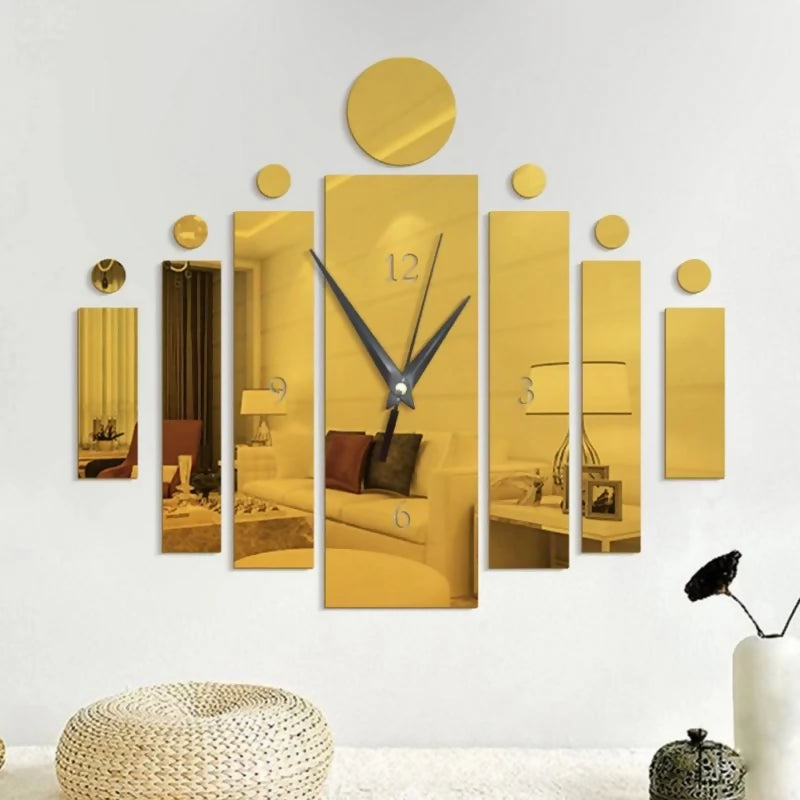 Art Mural STRIPES GOLD CLOCK