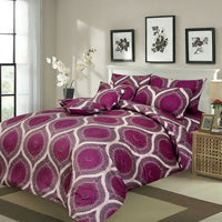 8 Pcs Printed Rich Cotton Bed Set With Quilt Cover Pillow & Cushion Covers Set