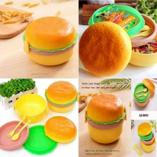 Lunch Box Kids Tiffin Box For School Burger Shaped Meal-it Box Large Lunch Box with portions/Compartments - ValueBox