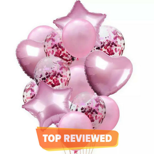 14pcs/set 18inch Heart Star Shape Foil Balloons Clear Latex Confetti Balloons Wedding Decoration Birthday Party Favors