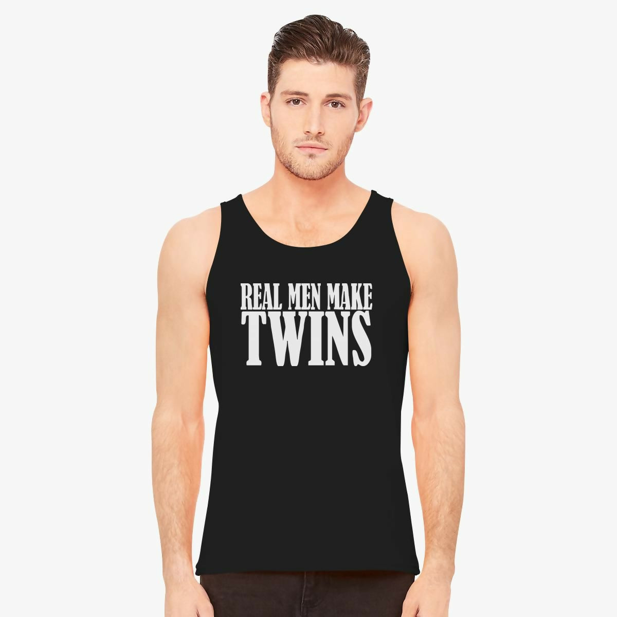 Real Men Make Twins funny printed sando tank top for men - ValueBox