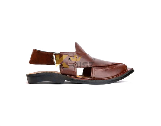 Leather Norozi chappal single sole Maroon