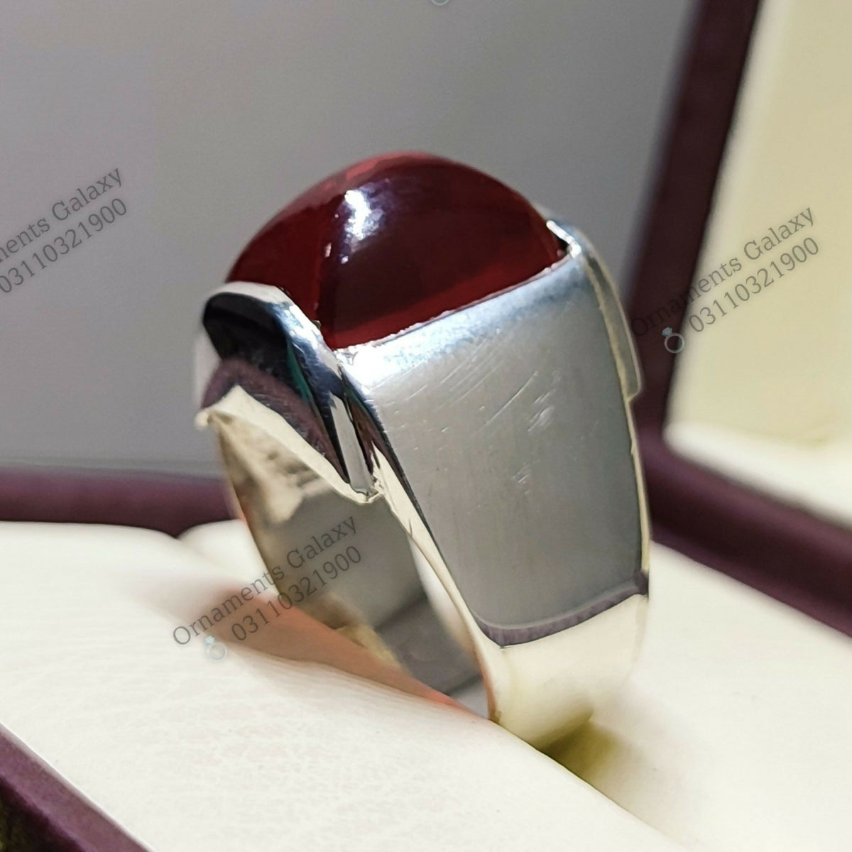 Oval Shape Cabochon Dark Deep Red Ruby Men Ring Sterling Silver 925 Handmade Yaqoot Ring 14 CT Red Ruby Lattice Plain Ring Yakoot Ring