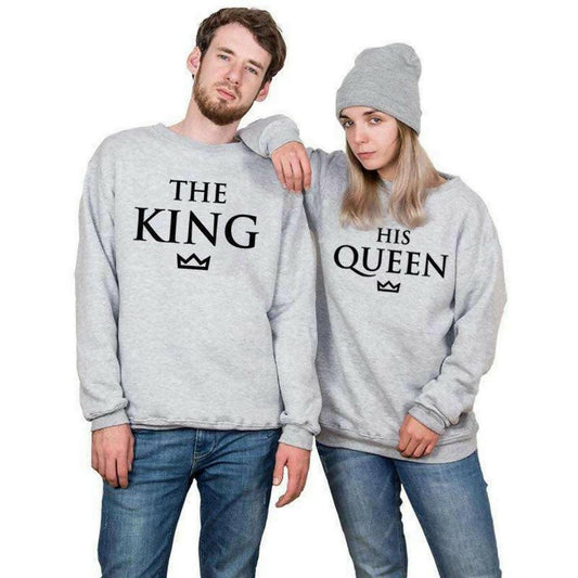 KHANANIS Queen and his king printed matching sweatshirts for couples-pack of 2 - ValueBox