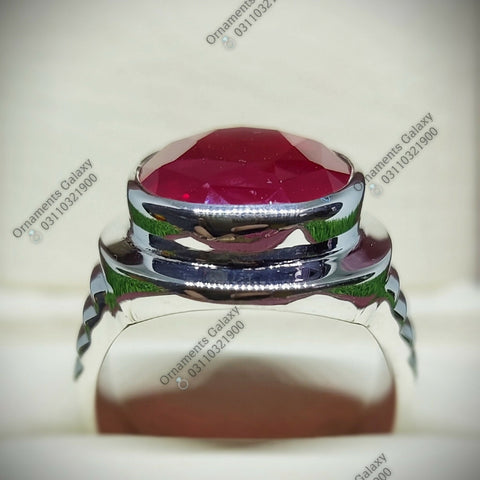 Oval Cut Dark Deep Red Big Ruby Men's Heavy Ring 30 CT Sterling Silver 925 Handmade Yaqoot Ring