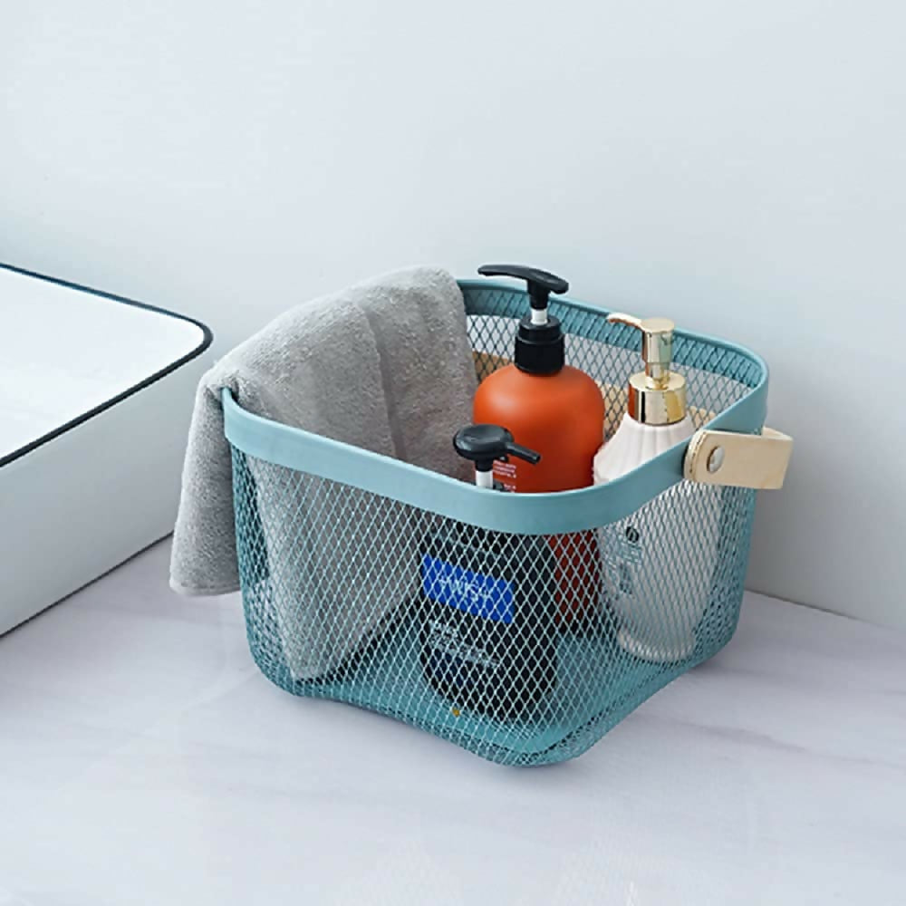 Mesh-Steel-Basket-with-Wooden-Handle-Square-Blue-Apricot-4998