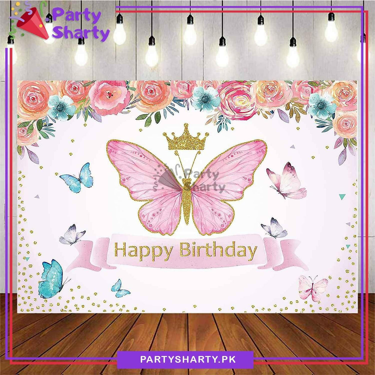 Butterfly Theme Panaflex backdrop For Butterfly Theme Birthday Decoration and Celebration - ValueBox