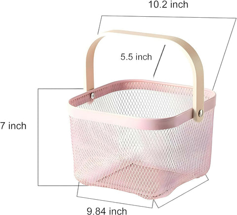 Mesh-Steel-Basket-with-Wooden-Handle-Square-Pink-Apricot-6150