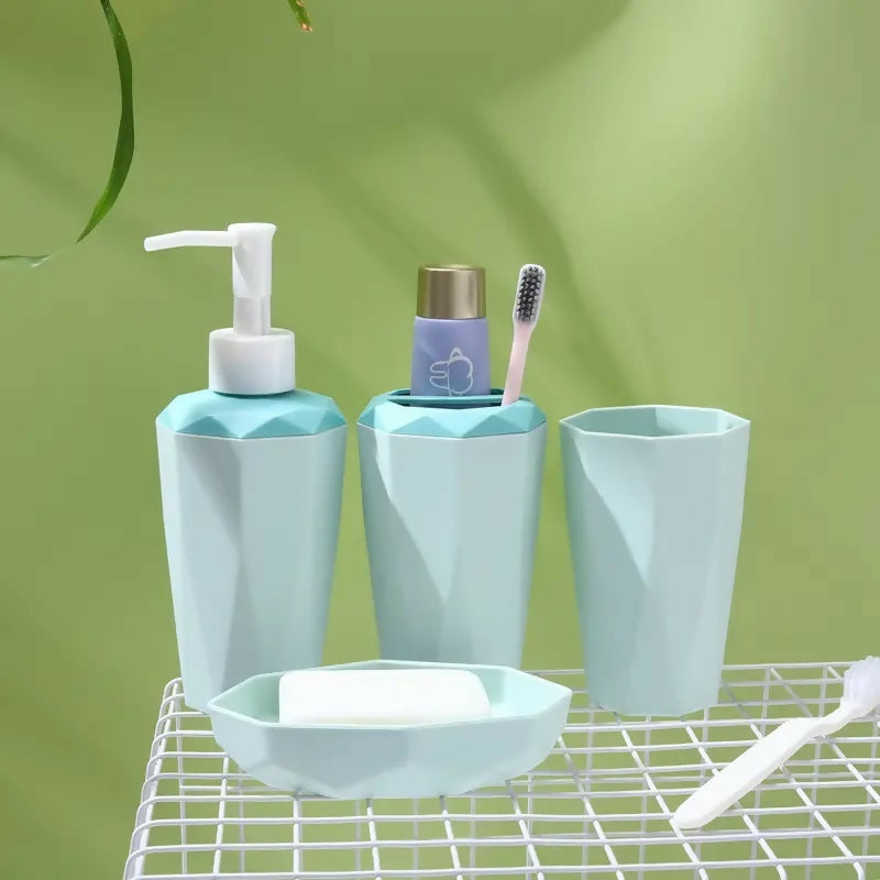 4-PCs-PVC-Bath-Accessories-Set-2583-Green-Apricot-5701