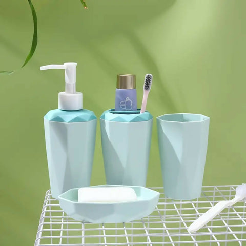 4-PCs-PVC-Bath-Accessories-Set-2583-Green-Apricot-5701