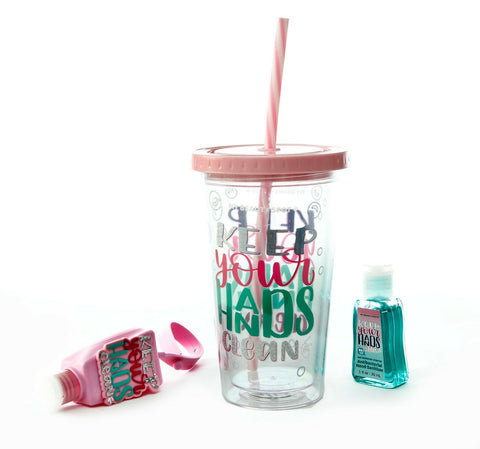 Double-Walled-Thick-ACRYLIC-Mug-with-Straw-and-2hand-Sanitizer-Jars-Keep-Your-Hands-Clean-5455-Apricot-4059