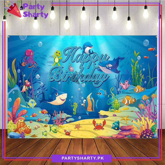 HBD Under The Sea Theme Panaflex backdrop For Under The Sea Theme Birthday Decoration and Celebration - ValueBox