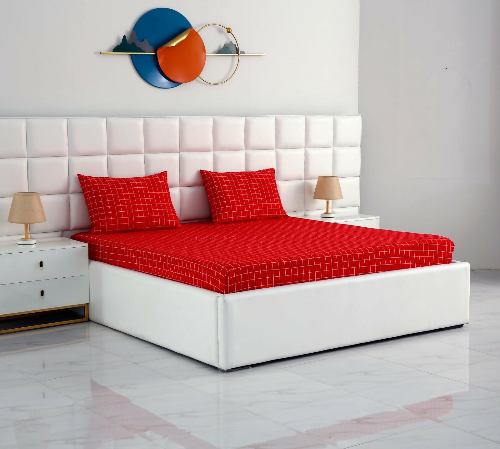 Fitted-Bed-Sheet-Red-Check-Apricot-6808