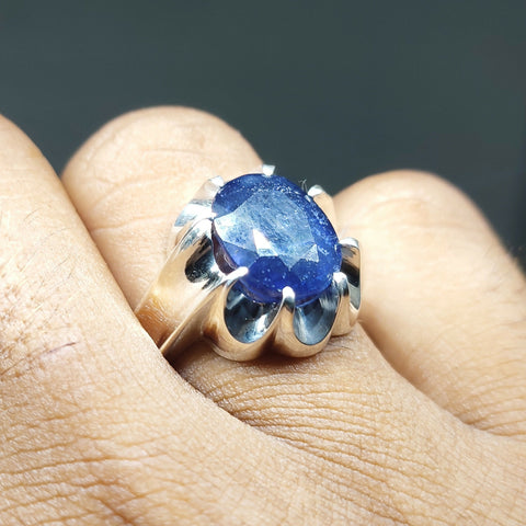 Natural Sapphire Silver Ring Handmade Ring Beautiful Gift