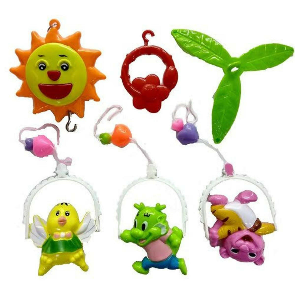 Sweet Cuddle cot Cradle Hanging Musical Rattle 6 pc Set for Infants Multi Color