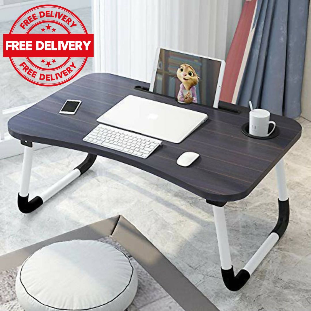 Gaming Laptop Table for Bed | Wood Portable Laptop Desk | Folding Home Laptop Desk for Bed & Sofa  ( FREE DELIVERY )