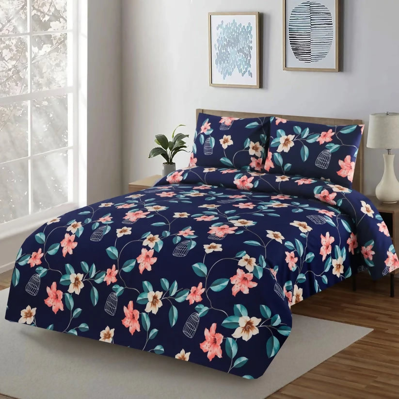 3-PCs-Double-Bed-Sheet-5377-Rosette-Flower-Apricot-9850