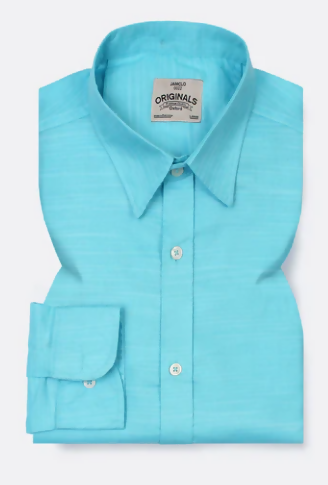 Aqua Blue Slub Oxford Shirt