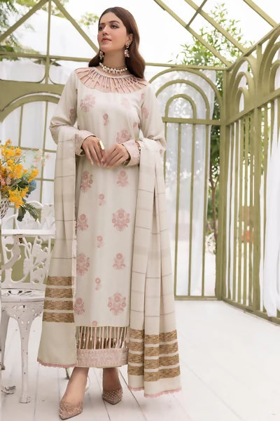 Diyar-E-Dil DL-16 : Unstitched Embroidered Dhanak 3PC - ValueBox