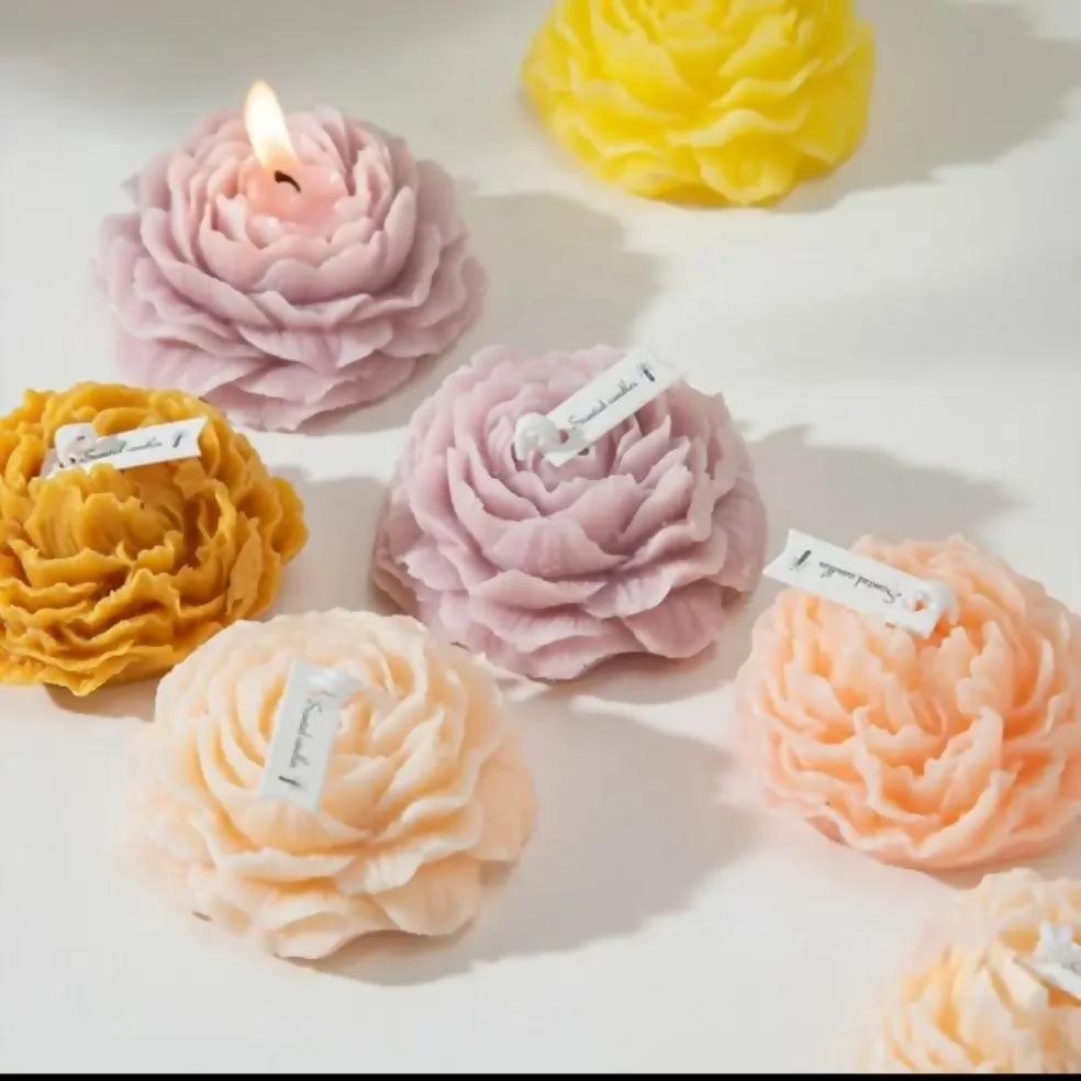 1 Pcs Handcrafted Peony Flower Shape Wedding Birthday Candle Peony Fragrance - ValueBox