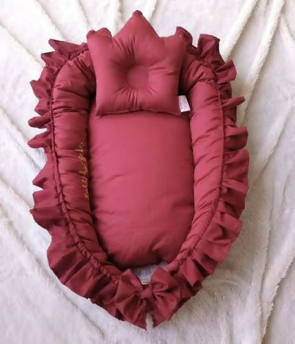 Cotton Baby Nest With Crown Head Pillow