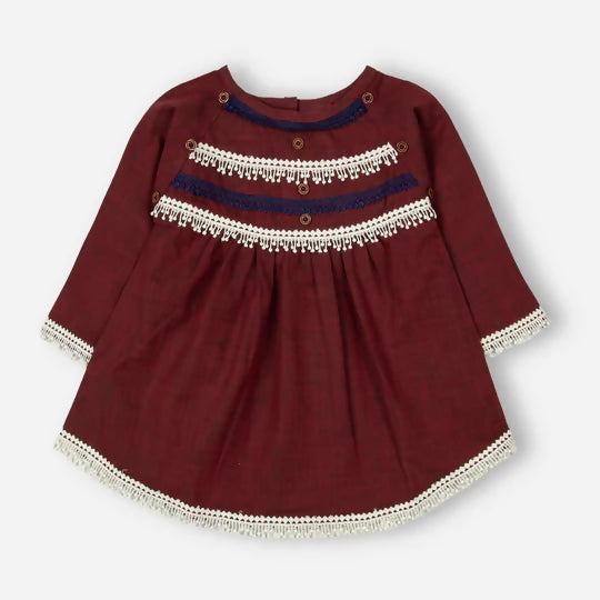 Lace Oriented Girls Maroon Top