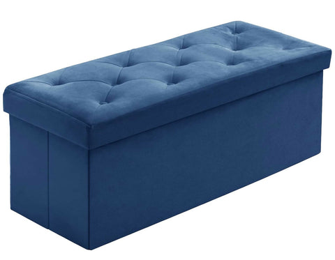 Velvet Folding Ottoman Storage Bench | Soft Cushion Footrest & Toy Box (38x76cm)