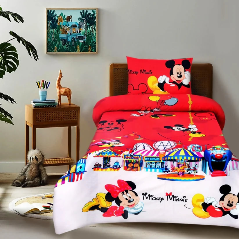 Digital-Printed-Junior-Single-Bed-Sheet-Mickey-Minnie-Apricot-6271