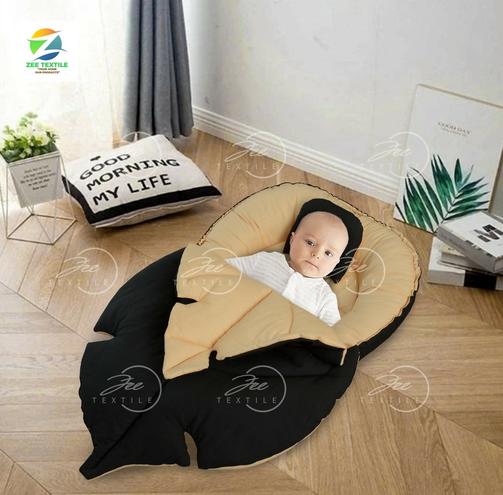 Cotton Baby Nest & Leaf with Head Pillow