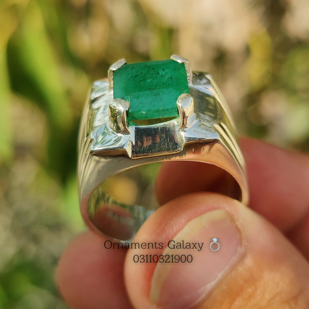 Pure Green 6 CT Emerald Cut Rich Green Emerald Ring Sterling Silver 925 Ring Artisan Ring