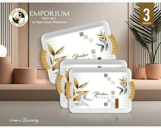 Emporium Melamine Serving Tray Set In 3 Piece Best High Quality - ValueBox