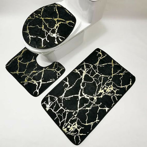 3-PCs-Anti-Skid-Commode-Mat-Set-5415-Black-Marble-Apricot-7761